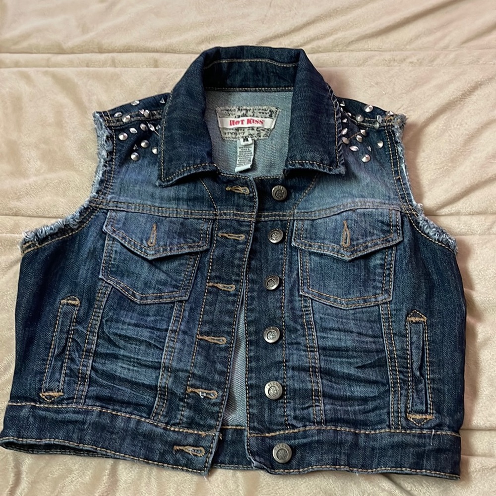 Studded denim vest